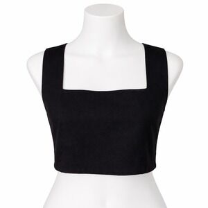 Kourt Willow Sleeveless Black Linen Blend Square Crop NWT Top S $147
